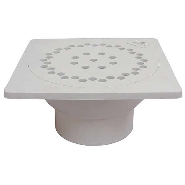 Jones Stephens 6in. x 6in. PVC Bell Trap with Hinged Lid and 1-1/2in. x 2in. Outlet D42006H - main